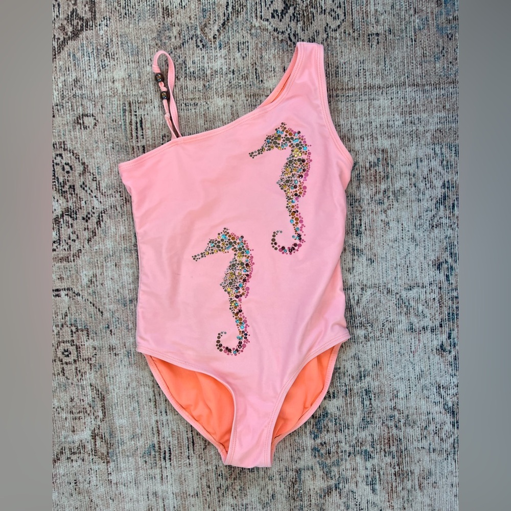 Old Navy Pink One-Shoulder Kids Swim One Piece